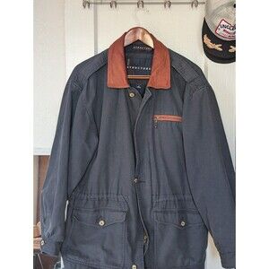 Chore Coat/Field Jacket with Leather Collar Detail -- Size Men's S